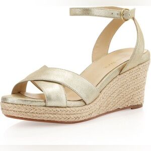 Taryn Rose Kellen Espadrille Wedge in Gold Metallic